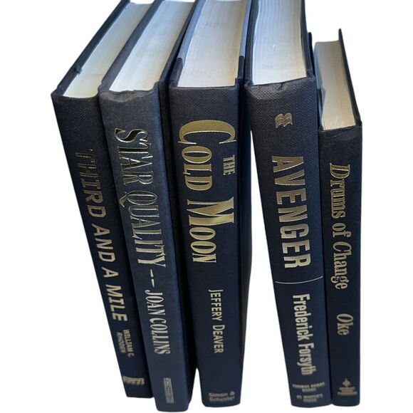 Decor Books Lot of 5 Black w/Gold Text  Hardcover Staging Set Rental Home Decor - Picture 3 of 14